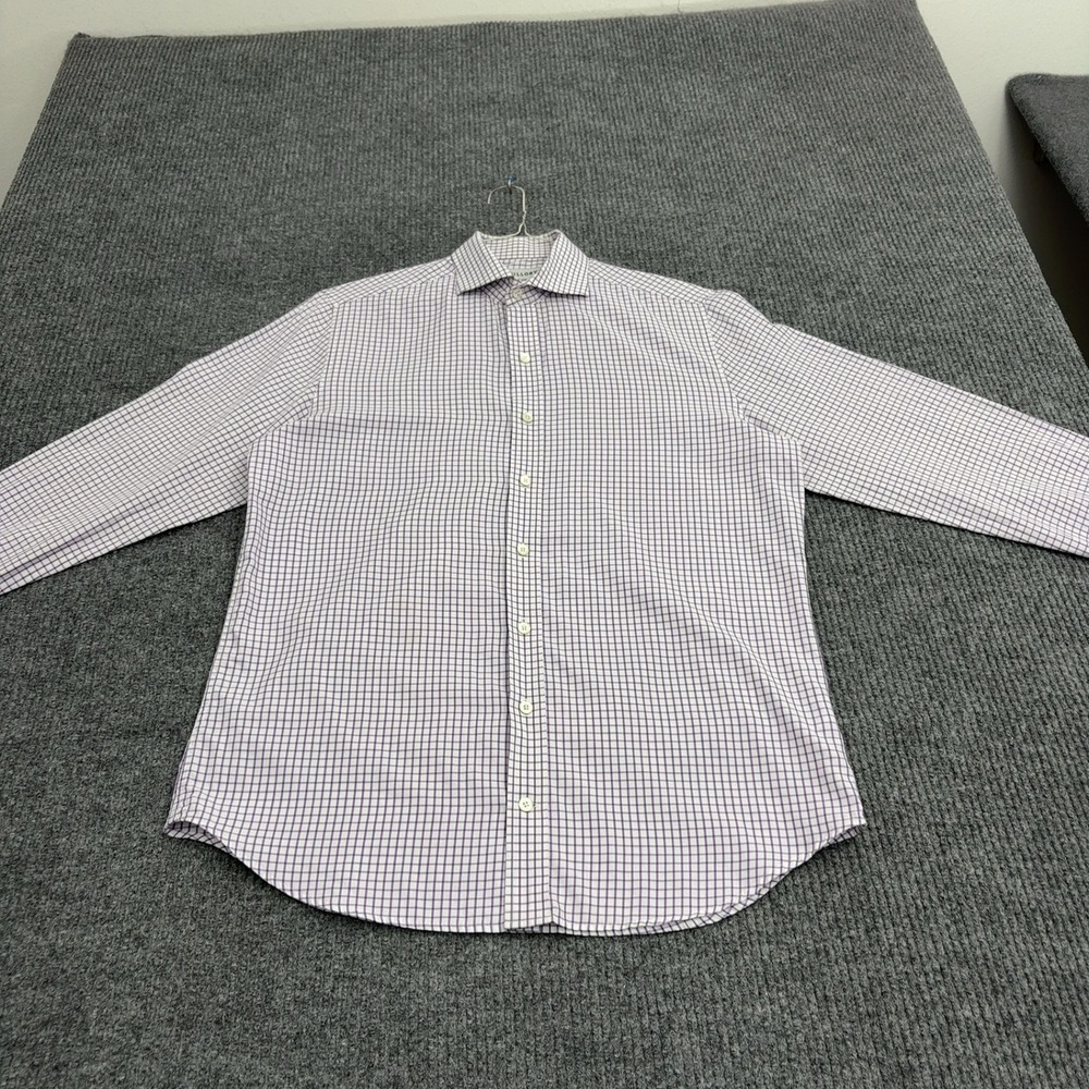 Twillory Shirt Mens 23x30 Purple White Cotton Check Button Down Dress Business
